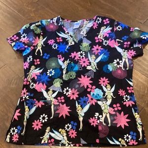 Disney Black Tinker Bell Floral Top